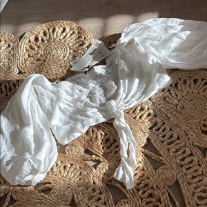 Zara White Puff Sleeve Top NWT size small